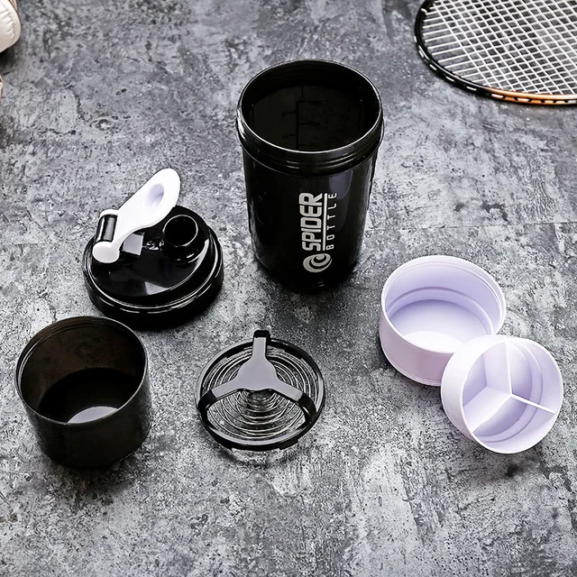 500ml Three Layer Plastic Workout Gym Fitness Protein Shaker Bottle