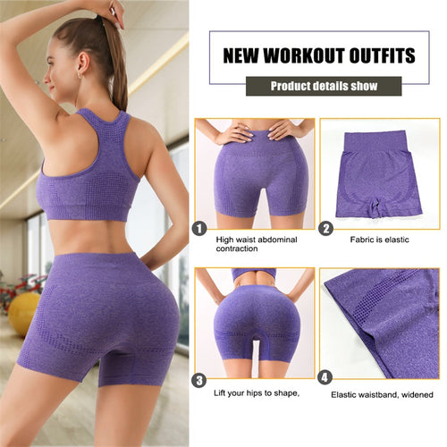 Women Push up Seamless Fitness Butt Lift Pant Sports Workout Gym Bra Tummy Control Scrunch High Waist Yoga Leggings Set