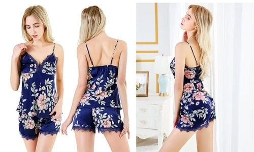 5 Piece Pajamas for Women Set Pad Satin Robe Women's Sleepwear